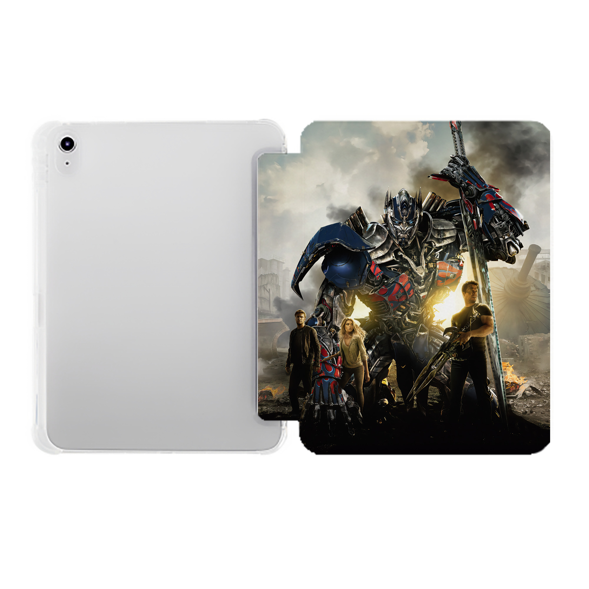 （画像用） Transformers トランスフォーマー IPad ケース ペン収納付き 三つ折りスタンド PUレザー×シリコン 対応機種9.5/10.5/10.9インチ